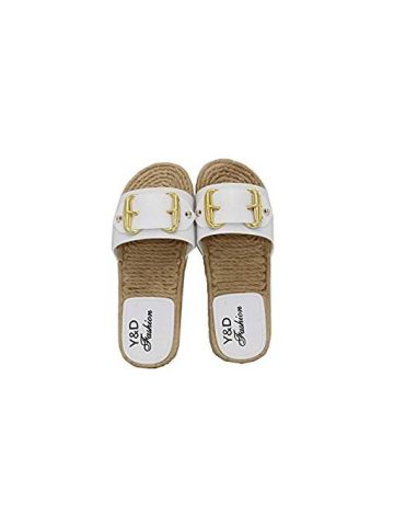 Y&D Black Slides Slipper For Women - White