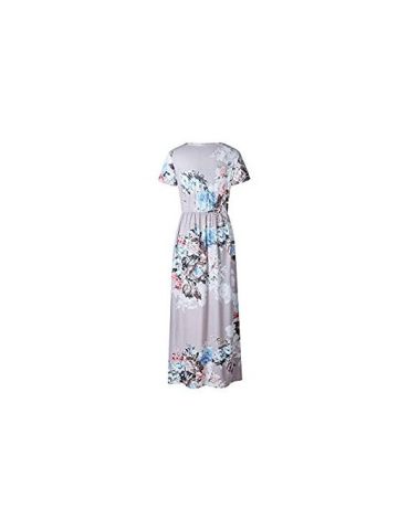 Women'S Aline Dress Fashion Round Neck Long Sleeve Maxi Long Apricot Dress