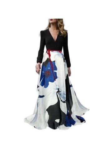 Y&D V Neck Long Sleeve Elegant Dress