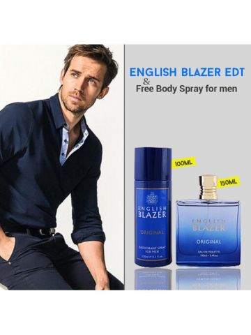 English Blazer Original EDT 100ML+ Free Body Spray 150ML 2Pcs Gift Set For Men