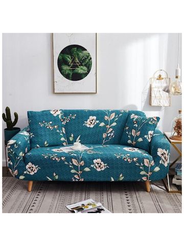 Stretchable Sofa Cover, Three Seater Flower And Leaves Design