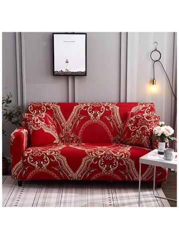 Strechable Sofa Cover, One Seater Red Bohemian Design