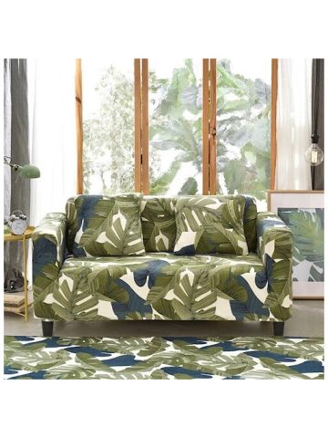 Strechable Sofa Cover,Green Leaves Design