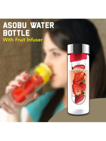 Asobu Flavor It Glass Water Bottle with Fruit Infuser - Red - 600 Ml
