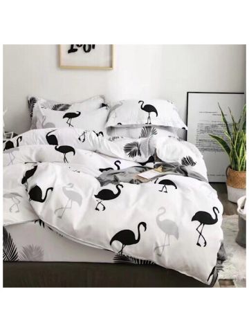 Deals For Less - Double Size , 6-Piece Bedding Set - Black Flamingos Design