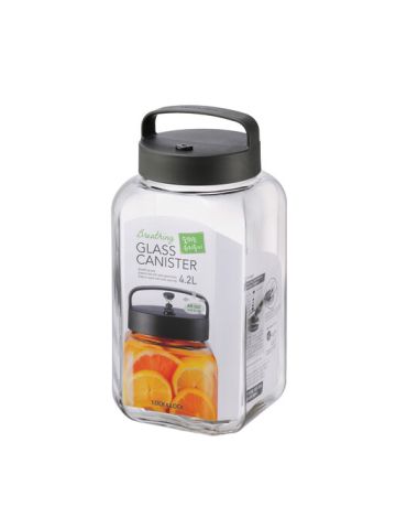 Lock & Lock Handy Breathing Glass Square Canister 4.2L