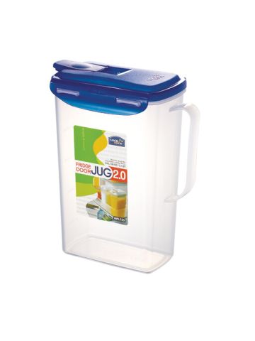 Lock & Lock Rectangular Fridge Door Jug - Clear/Blue, 2 L