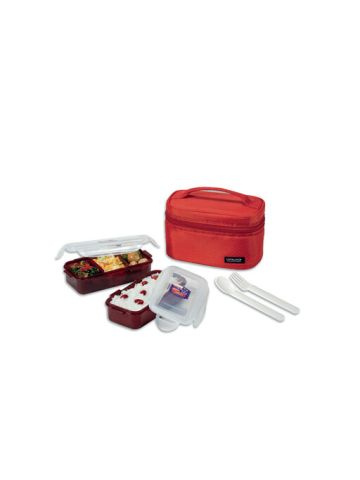 Lock & Lock Lunch Box 2P Set Red Bag  350Ml