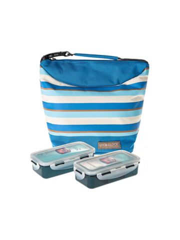 Lock & Lock Lunch Box  2P St Stripe Bag Blue