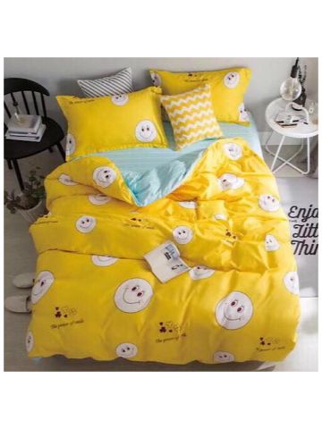 Double Size, Smiley  Design, Bedding Set Of 6 Pieces