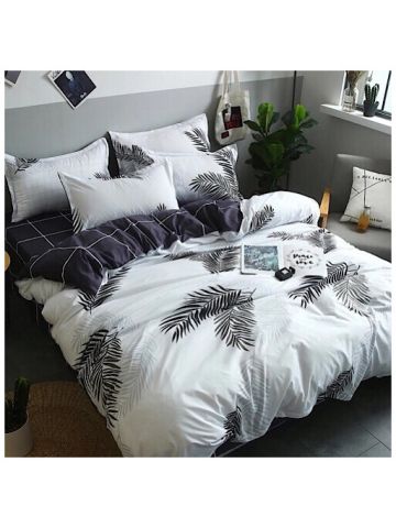 Deals For Less - Single Size , 4-Piece Bedding Set - Grey Leaves Design