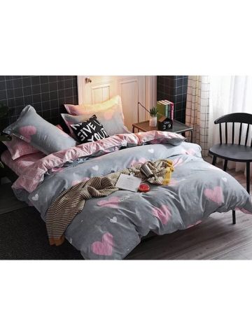 Deals For Less - Single Size ,Pink Heart Design Bedding Set Of 4 Pieces
