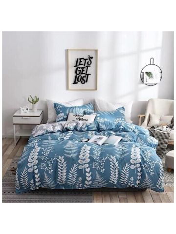 Double Size, Fern Leaves Design, Bedding Set Of 6 Pieces
