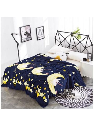 Cozy Fleece Blanket, Moon And Star  Design