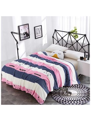 Cozy Fleece Blanket, Pink Striped Design