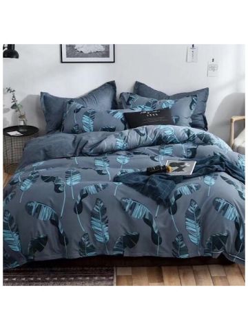 Double Size, MultiColored Banana Leaves Design, Bedding Set Of 6 Pieces