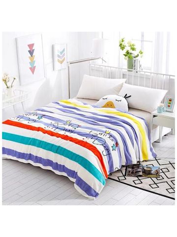 Cozy Fleece Blanket, MultiColored Striped Design