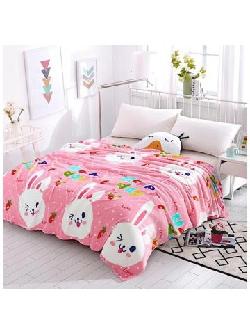 Cozy Fleece Blanket,  Bunny Design Cartoon