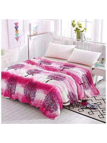 Cozy Fleece Blanket, Tree Design Pink