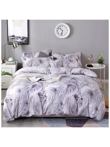 King Size, Tropical Leaves Design, Bedding Set Of 6 Pieces
