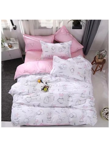 Single Size, Carrot And Bunny Design, Bedding Set Of 4 Pieces