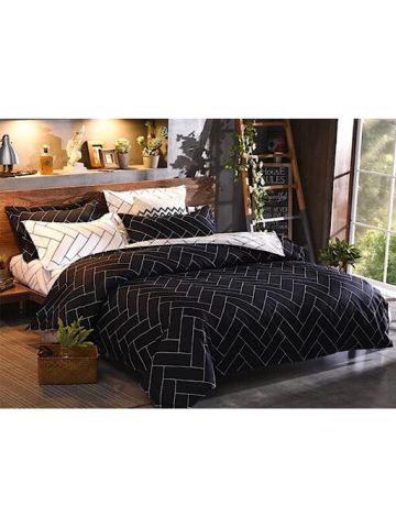 Deal For Less - Bedding Set Of 6 Pieces , King Size, Printed Black And White Design