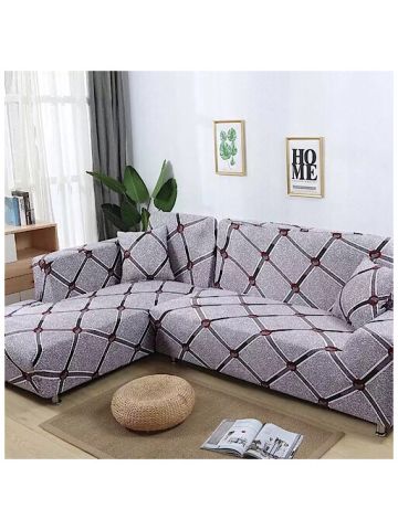 Deals For Less - Sofa Cover Geometric Design - L Shape 2 Pieces Set