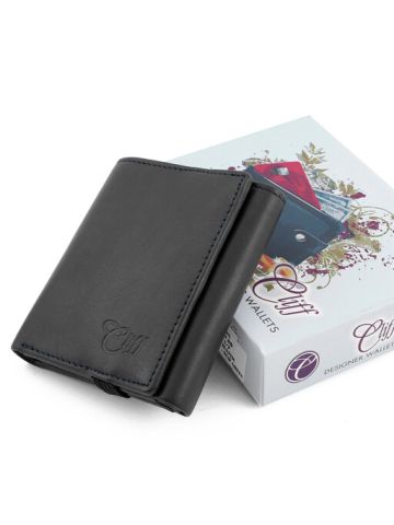 Cliff Designer Wallet Elastic Leather Black 201