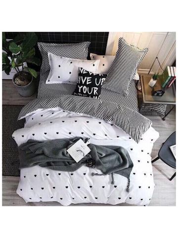 Deals For Less - Single Size , 4-Piece Bedding Set - Black Heart Design