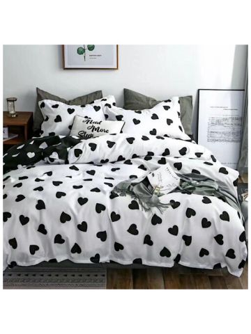 Deals For Less - King Size , 6-Piece Bedding Set - Black Hearts Design