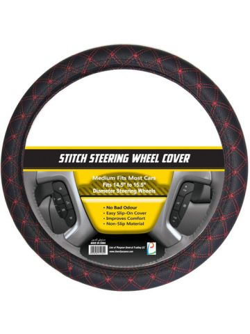 LP Steering Wheel Cover Black With Red Stitch