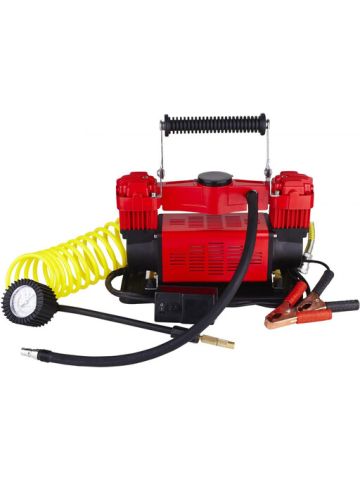 Vitaly 12V Double Cylinder Heavy Duty Air Compressor  And Tire Inflator Red