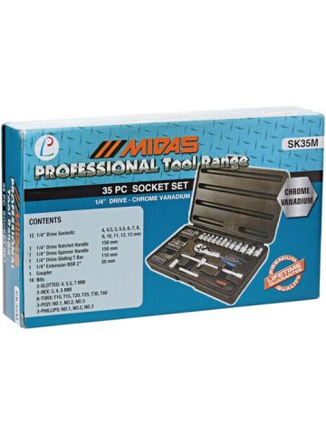 Midas 35 Piece Professional Socket Wrench Tool Set Taiwan