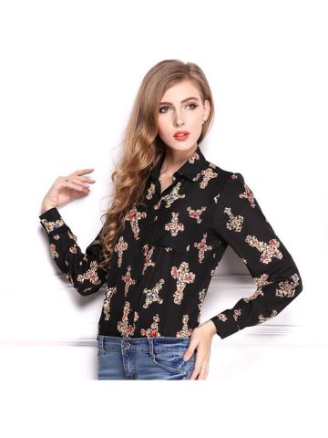 Y&D Women's Casual Vintage Blouse Plus Size Long Sleeve