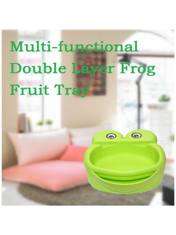 Multi Functional Double Layer Plastic Frog Head Dry Fruit Container- Green