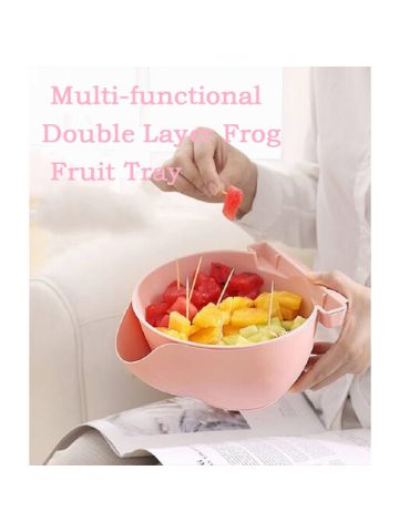 Multi Functional Double Layer Plastic Frog Head Dry Fruit Container -Pink