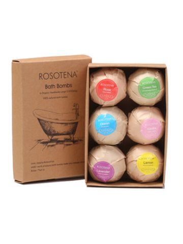 Rosotena Fragrance High Quality Bath Bombs Bath Fizzer 6Pcs Set, Assorted Flavor JX-0038 A31K