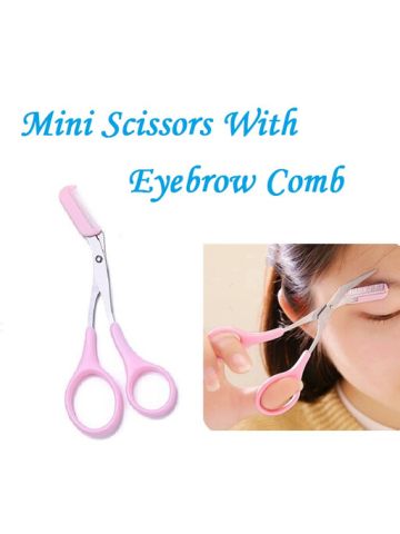 High Quality Mini Scissors With Eyebrow Comb For Fleek Brows-Pink