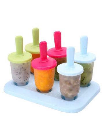 DIY 6 Pcs Popsicle Molds Ice Pop Ice Cream Bar Maker Molds Tray, Blue, Small JX-0061 A40K
