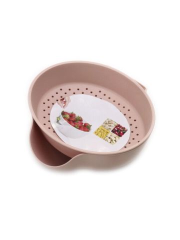 Detachable Double Layers Fruits Plate Bowl Snacks Container Dish Drain Basket, Pink JX-0065 A50K