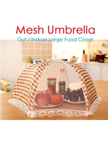 Reusable & Collapsible Pop-Up Mesh Umbrella Large Food Cover, Brown JX-0103 A60Q