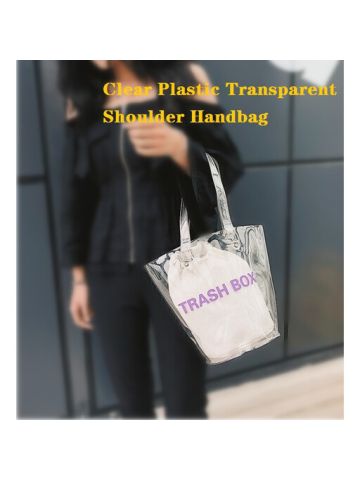 Clear Mini Trash Box PVC Vinyl Plastic Transparent Shoulder Hand Bag JX-0176 A12K