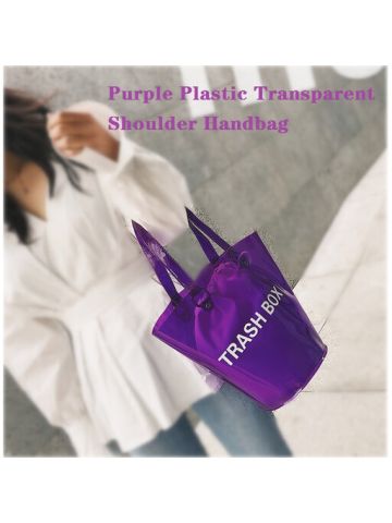 Purple Mini Trash Box PVC Vinyl Plastic Transparent Shoulder Hand Bag JX-0177 A12K