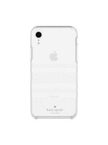 Kate Spade Protective Hardshell Case Charlotte Stripe White Glitter / Clear For IPhone XR