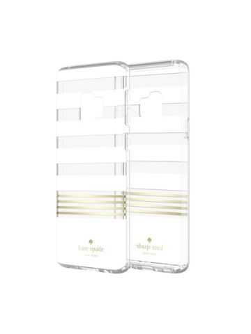 Kate Spade New York Samsung S9 Protective Case Stripe 2 White Gold Foil Clear