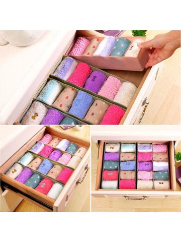 HF Multi-purpose PP Plastic 5 Grid Underwear Sock Drawer Storage Box for home