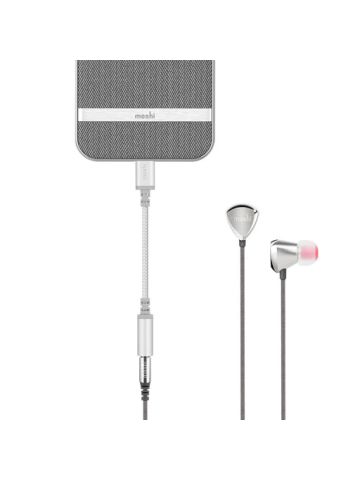 Moshi Integra Headphone Audio Jack Adapter Strong and Flexible Apple MFi Certified Silver