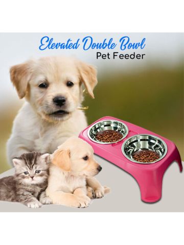 Elevated Double Bowl Pet Feeder  Of797
