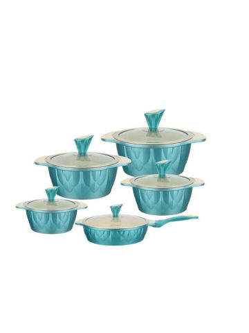 Dessini Granite Aluminium Cookware Set 17 Pcs Turquoise