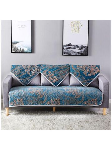 Three Seater Reversible Sofa Cover, 4 Pieces, Zentangle Design